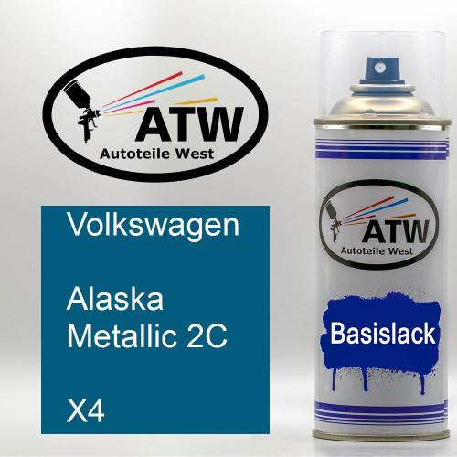 Volkswagen, Alaska Metallic 2C, X4: 400ml Sprühdose, von ATW Autoteile West.